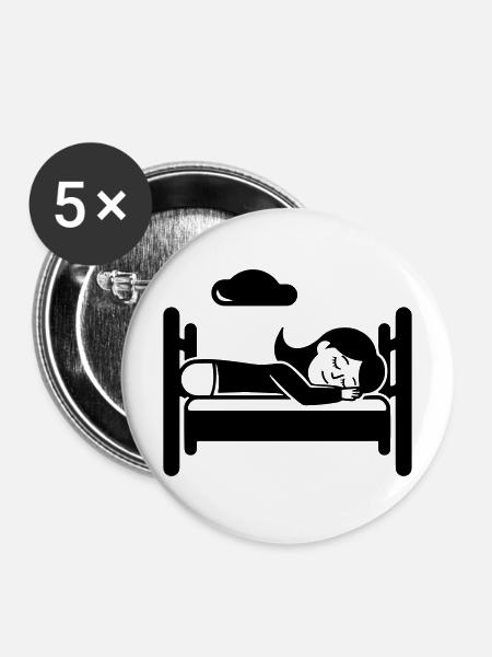 Schlafen Müde - Buttons mittel 32 mm (5er Pack) - Weiß