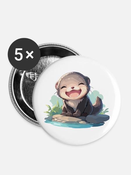 Nerze Nerz - Buttons mittel 32 mm (5er Pack) - Weiß