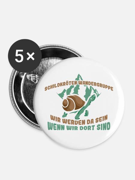 Schildkörten Wandergruppe Wander Bergsteiger - Buttons mittel 32 mm (5er Pack) - Weiß