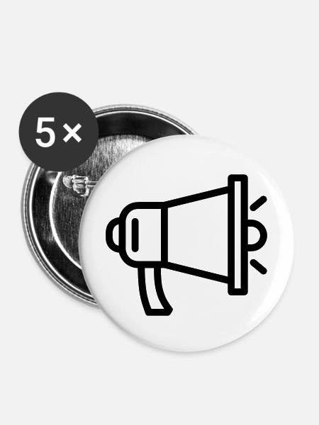 Megaphon - Buttons mittel 32 mm (5er Pack) - Weiß