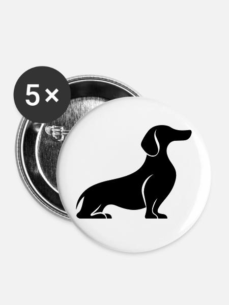 Dackel - Buttons mittel 32 mm (5er Pack) - Weiß