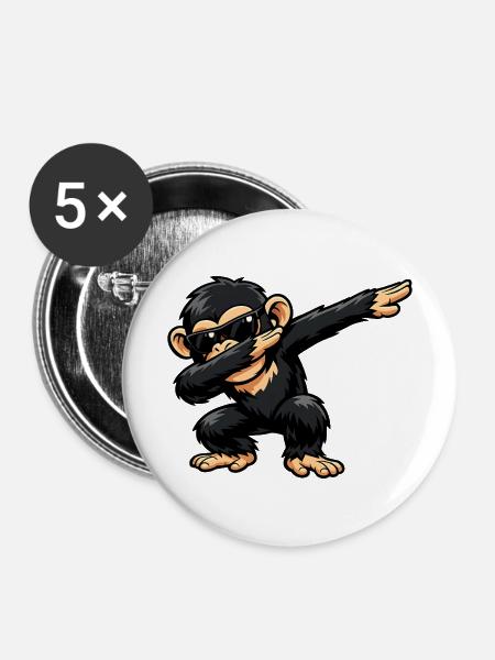 Dabbing Schimpanse - Buttons mittel 32 mm (5er Pack) - Weiß