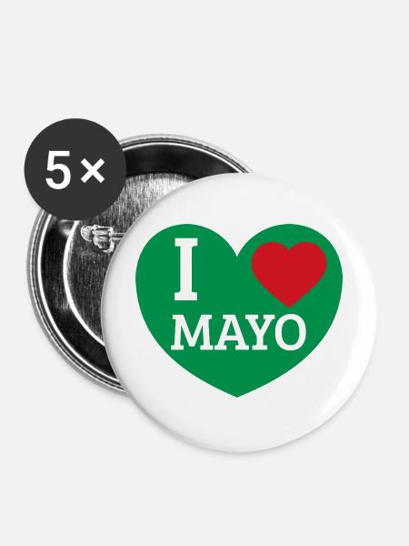 Ich liebe Mayo - Buttons mittel 32 mm (5er Pack) - Weiß