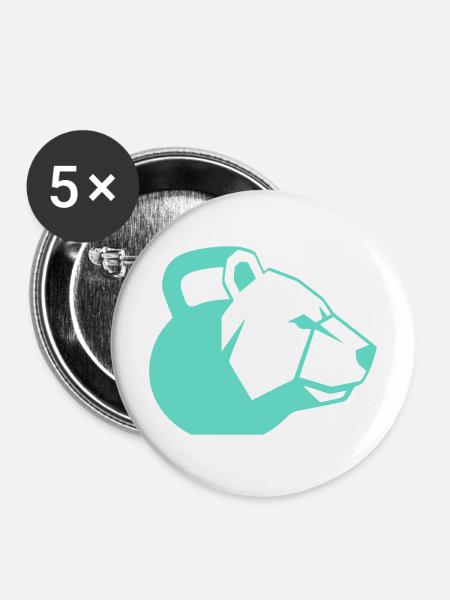 KettleBear mint - Buttons mittel 32 mm (5er Pack) - Weiß