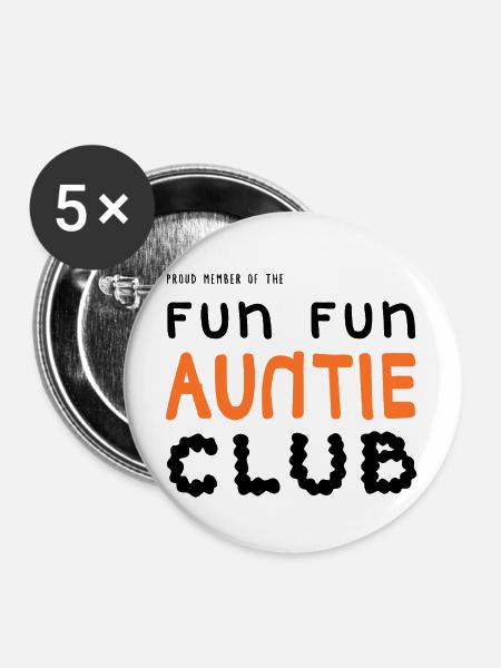 Fun Fun Auntie Club - Buttons mittel 32 mm (5er Pack) - Weiß