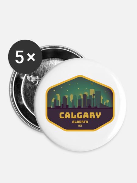 Calgary Skyline Gold - Buttons mittel 32 mm (5er Pack) - Weiß