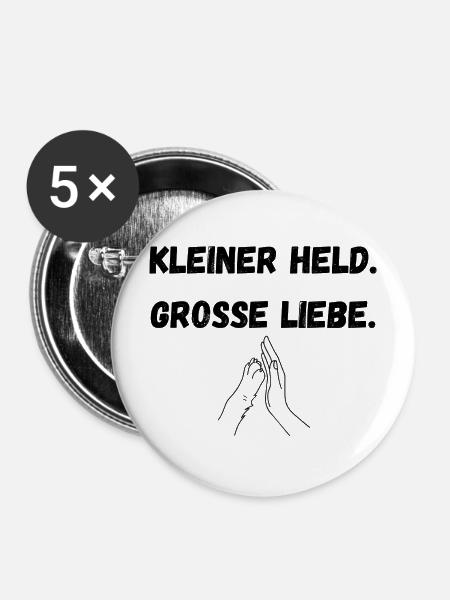 Kleiner Held. Grosse Liebe - Buttons mittel 32 mm (5er Pack) - Weiß