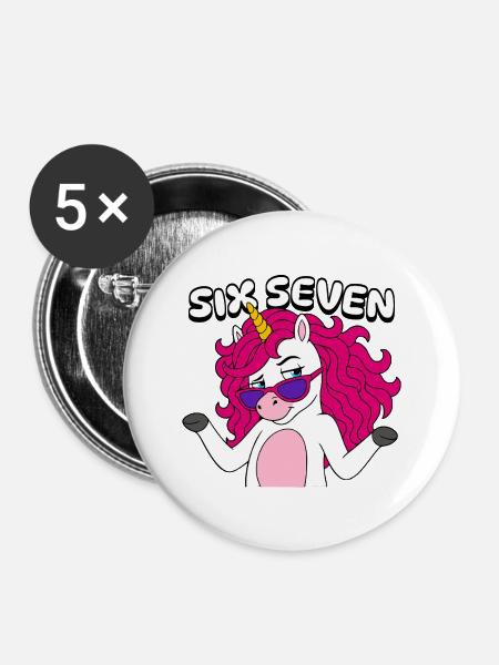 Six Seven Unicorn - Buttons mittel 32 mm (5er Pack) - Weiß