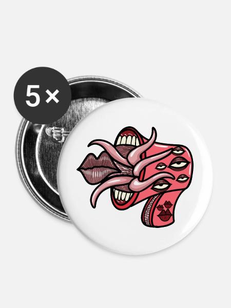 Schreiendes Megafonmonster - Buttons mittel 32 mm (5er Pack) - Weiß