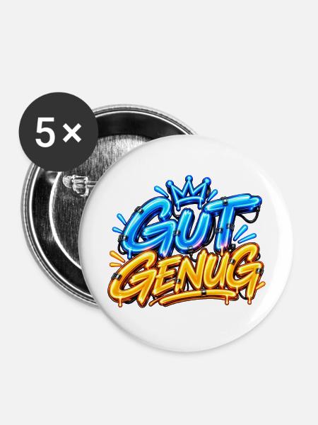 Gut Genug - Buttons mittel 32 mm (5er Pack) - Weiß