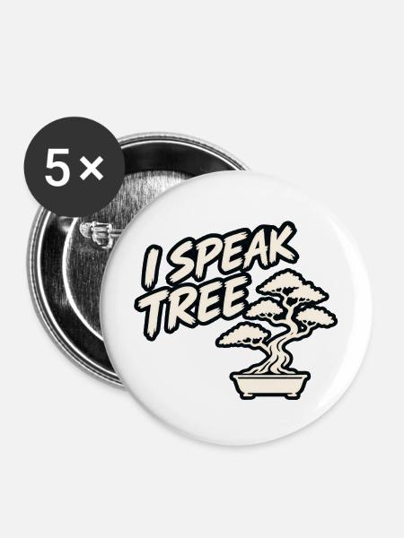 Ich spreche Baum - Buttons mittel 32 mm (5er Pack) - Weiß