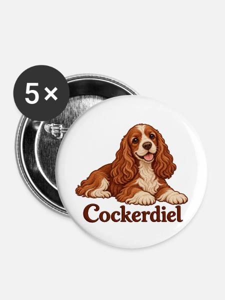 Cocker Spaniel Kuschelportrait - Buttons mittel 32 mm (5er Pack) - Weiß