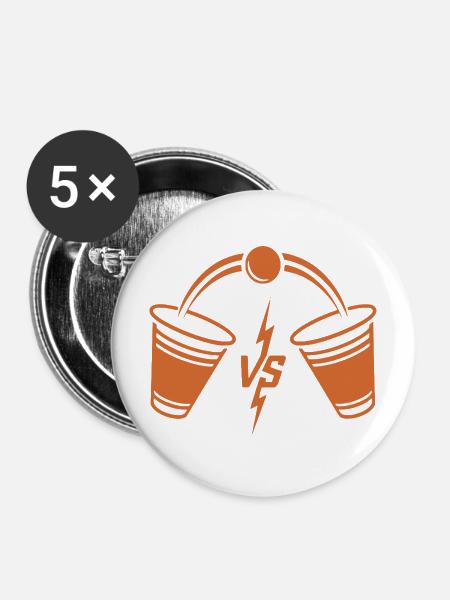 Beer Pong - Buttons mittel 32 mm (5er Pack) - Weiß