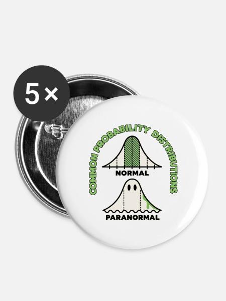 Normal oder paranormal - Buttons mittel 32 mm (5er Pack) - Weiß