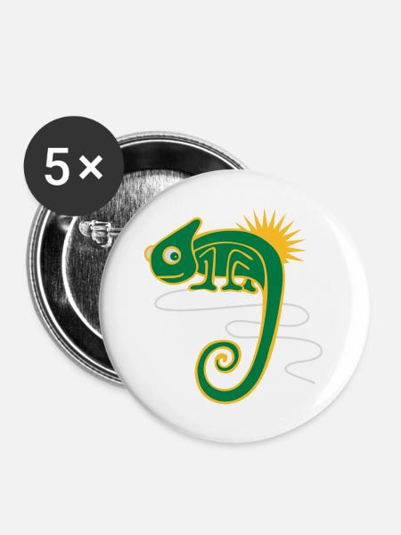 Chamäleon - Buttons mittel 32 mm (5er Pack) - Weiß