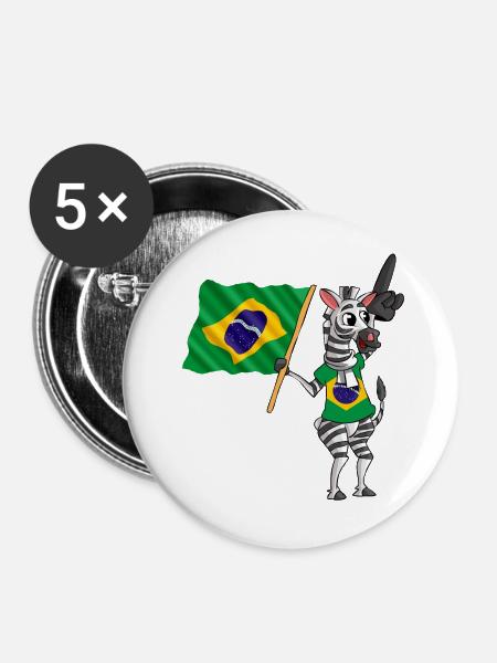 Brasilianer Zebra - Buttons mittel 32 mm (5er Pack) - Weiß