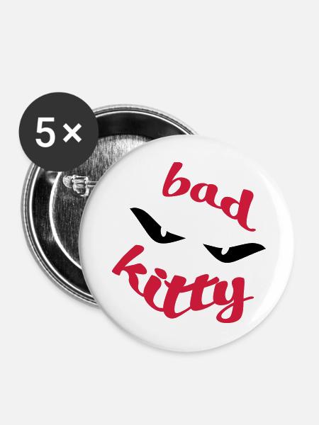 Bad Kitty - Buttons mittel 32 mm (5er Pack) - Weiß