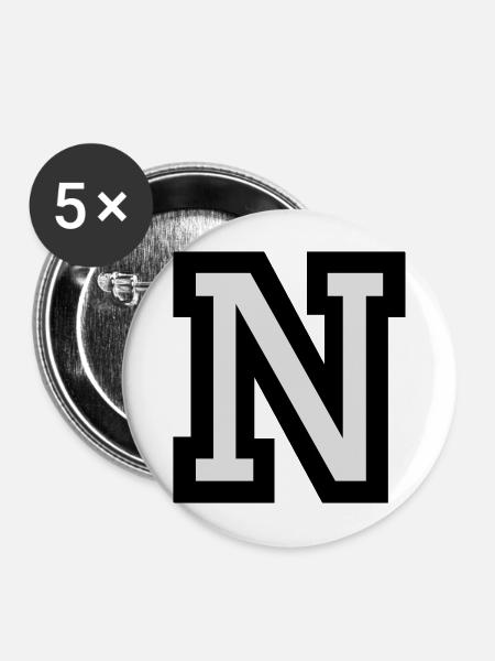 Buchstabe N - Buttons mittel 32 mm (5er Pack) - Weiß