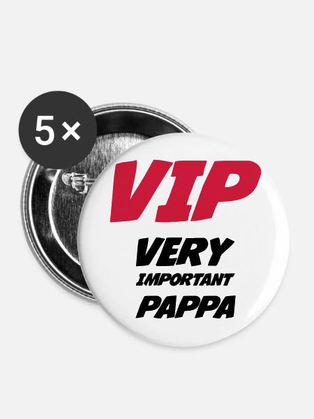 VIP Very Important Pappa - Buttons mittel 32 mm (5er Pack) - Weiß