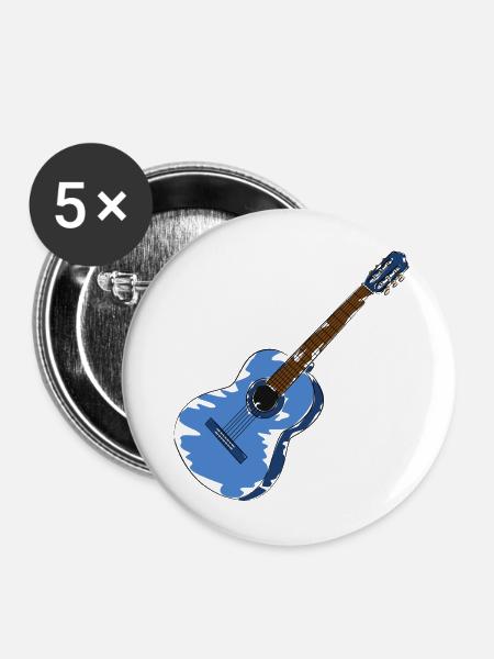 Gitarre Gitarrist Musiker - Buttons mittel 32 mm (5er Pack) - Weiß