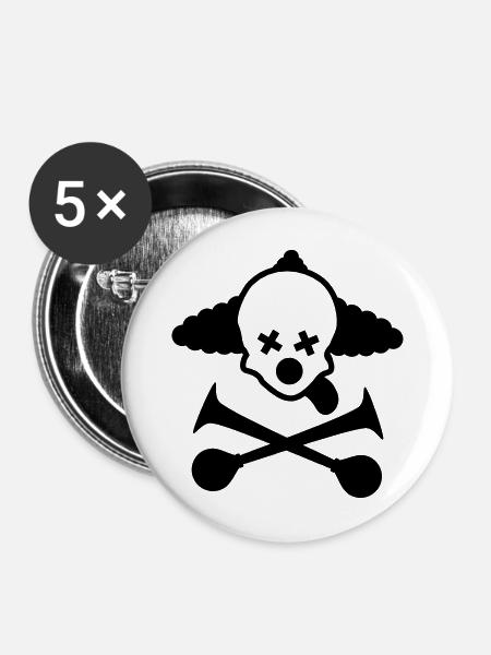 totenkopf clown - Buttons mittel 32 mm (5er Pack) - Weiß
