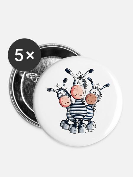 Süßes Zebra Trio - Buttons mittel 32 mm (5er Pack) - Weiß