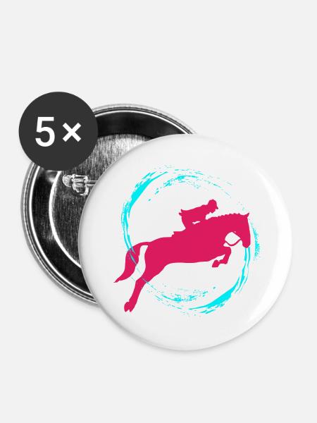 Reiten - Buttons mittel 32 mm (5er Pack) - Weiß