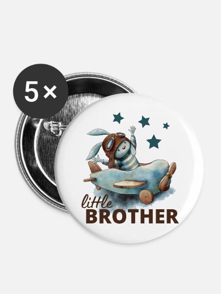 Kleiner Bruder - Buttons mittel 32 mm (5er Pack) - Weiß