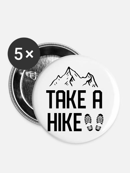 Machen Sie eine Wanderung - Buttons mittel 32 mm (5er Pack) - Weiß