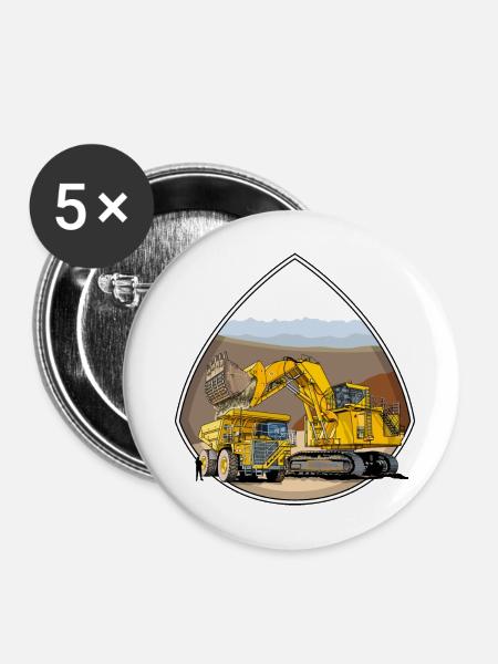 Monster Maschinen - Buttons mittel 32 mm (5er Pack) - Weiß