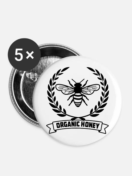 Bienen im Lorbeerkranz - Buttons mittel 32 mm (5er Pack) - Weiß