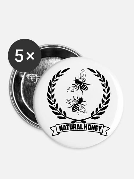 Bienen im Lorbeerkranz - Buttons mittel 32 mm (5er Pack) - Weiß