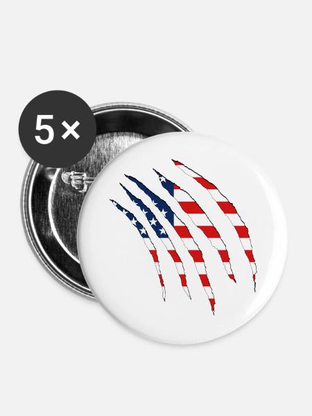 USA claws cuts america - Buttons mittel 32 mm (5er Pack) - Weiß