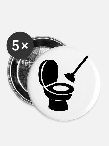 Toilette mit Entblocker - Buttons mittel 32 mm (5er Pack) - Weiß