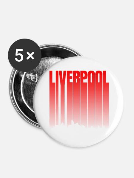 Liverpool Skyline Farbverlauf - Buttons mittel 32 mm (5er Pack) - Weiß