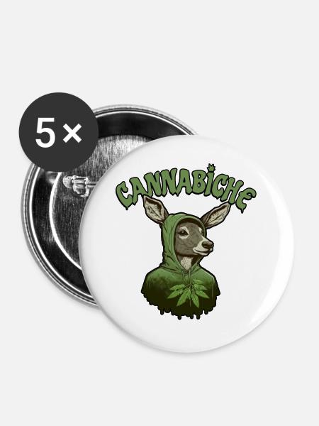 Cannabiche 03 - Buttons mittel 32 mm (5er Pack) - Weiß
