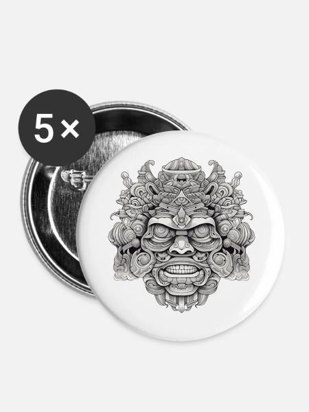Psychedelischer Kopf - Buttons mittel 32 mm (5er Pack) - Weiß
