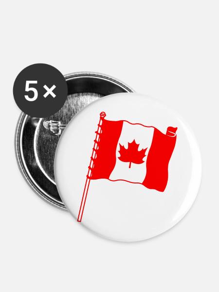 Flagge: Kanada-Ahornblatt - Buttons mittel 32 mm (5er Pack) - Weiß