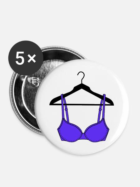 BH blau zum Kleiderbügel - Buttons mittel 32 mm (5er Pack) - Weiß