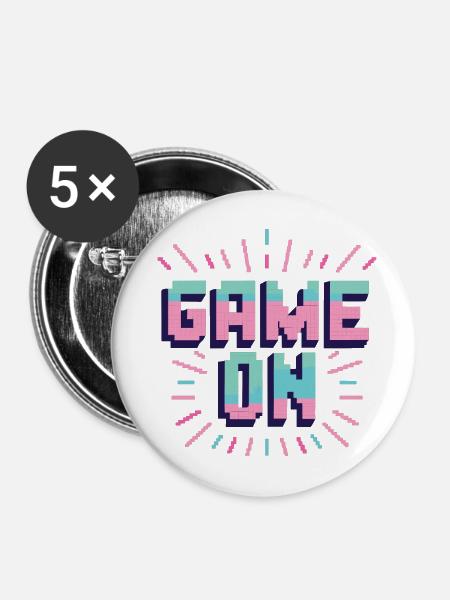 Game on - Buttons mittel 32 mm (5er Pack) - Weiß