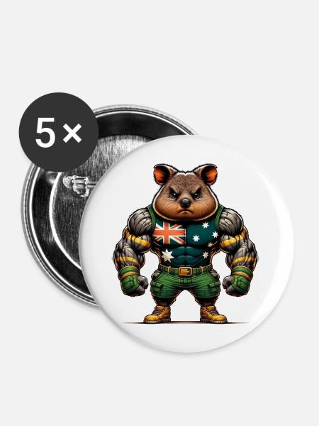 Quokka Australien Kämpfer Design - Buttons mittel 32 mm (5er Pack) - Weiß