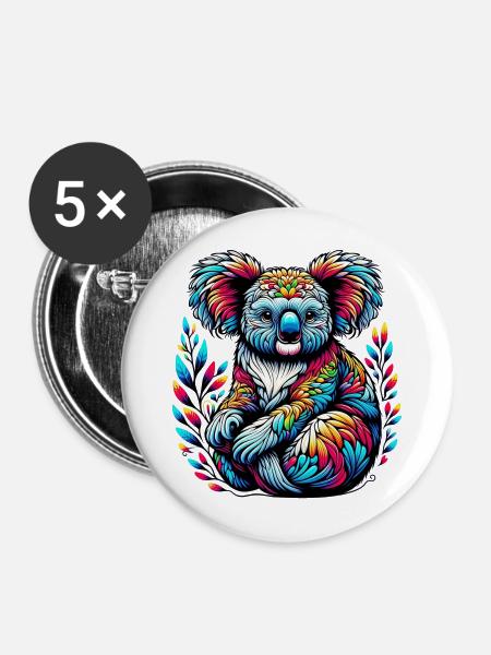 Koala - Buttons mittel 32 mm (5er Pack) - Weiß