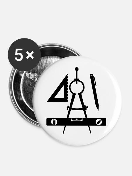 Logo des Architekten - Buttons mittel 32 mm (5er Pack) - Weiß