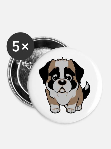 bernhardiner hund - Buttons mittel 32 mm (5er Pack) - Weiß