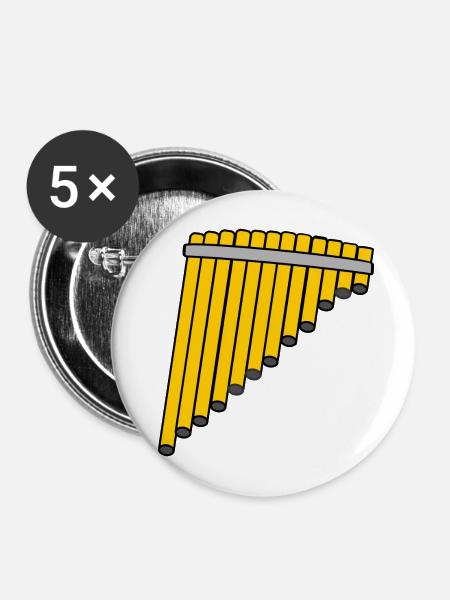 Pfannenflöte Bambus - Buttons mittel 32 mm (5er Pack) - Weiß