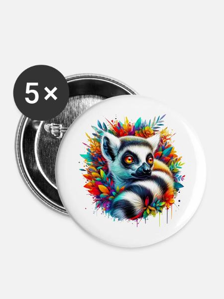 Lemur - Buttons mittel 32 mm (5er Pack) - Weiß