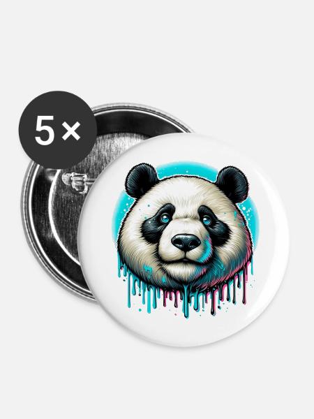 Panda - Buttons mittel 32 mm (5er Pack) - Weiß