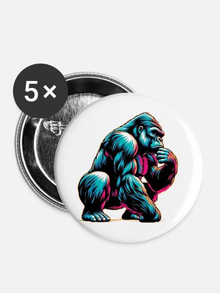 Gorilla - Buttons mittel 32 mm (5er Pack) - Weiß