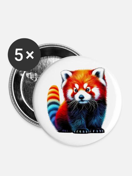 Kleiner Panda - Buttons mittel 32 mm (5er Pack) - Weiß
