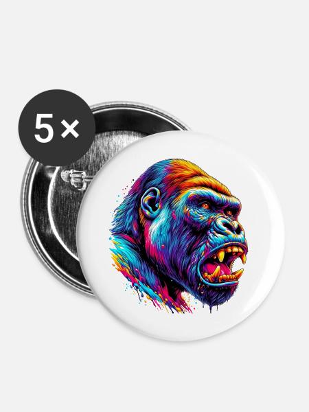 Gorilla - Buttons mittel 32 mm (5er Pack) - Weiß
